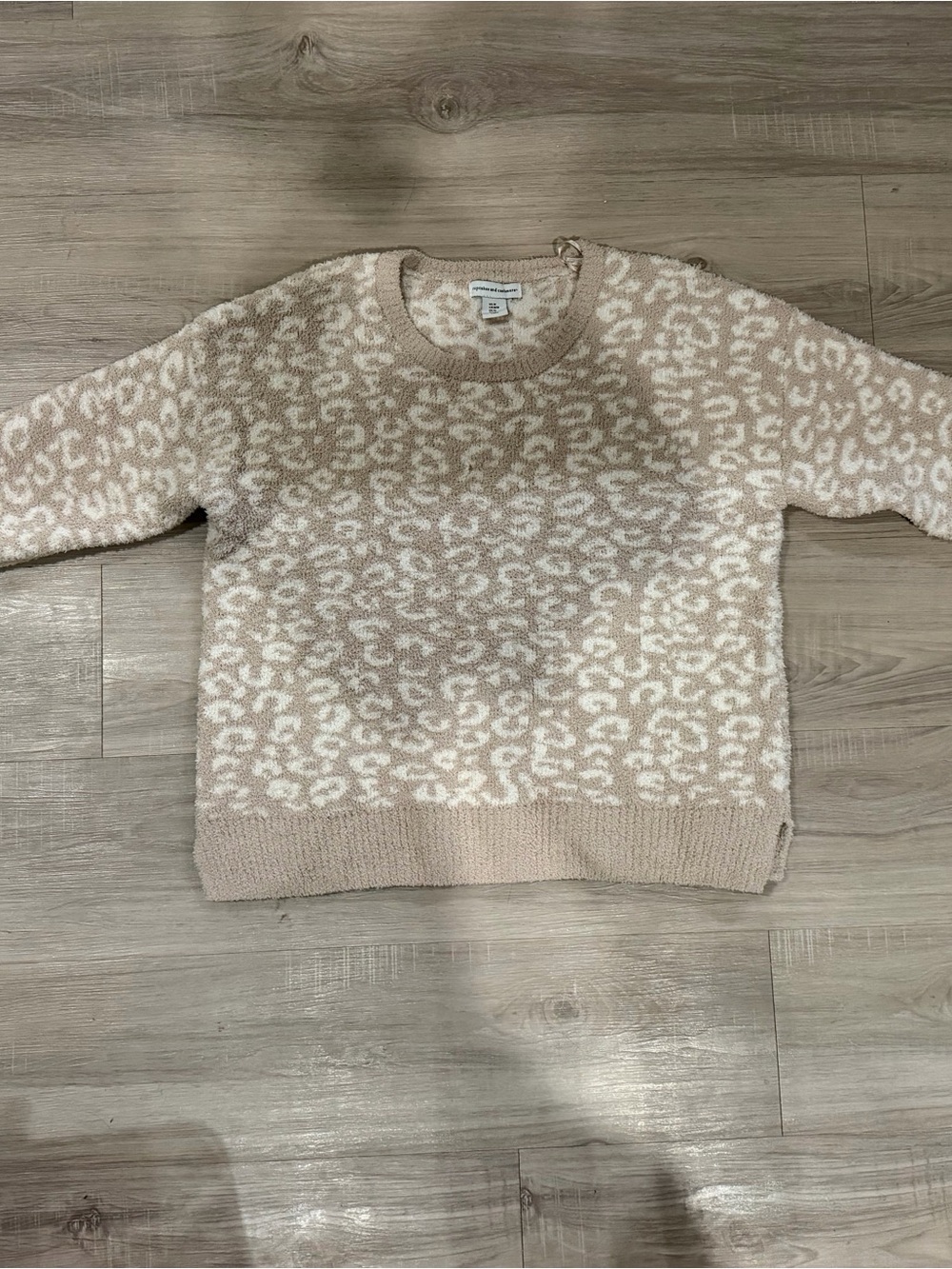 cupcakes & cashmere Beige and Cream Leopard Crewneck Sweater